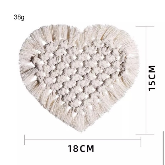 Beautiful BÖHÖ Handmade Heart Shaped Macrame Coaster by Laney> @soul_embellish - Picture 6 of 16